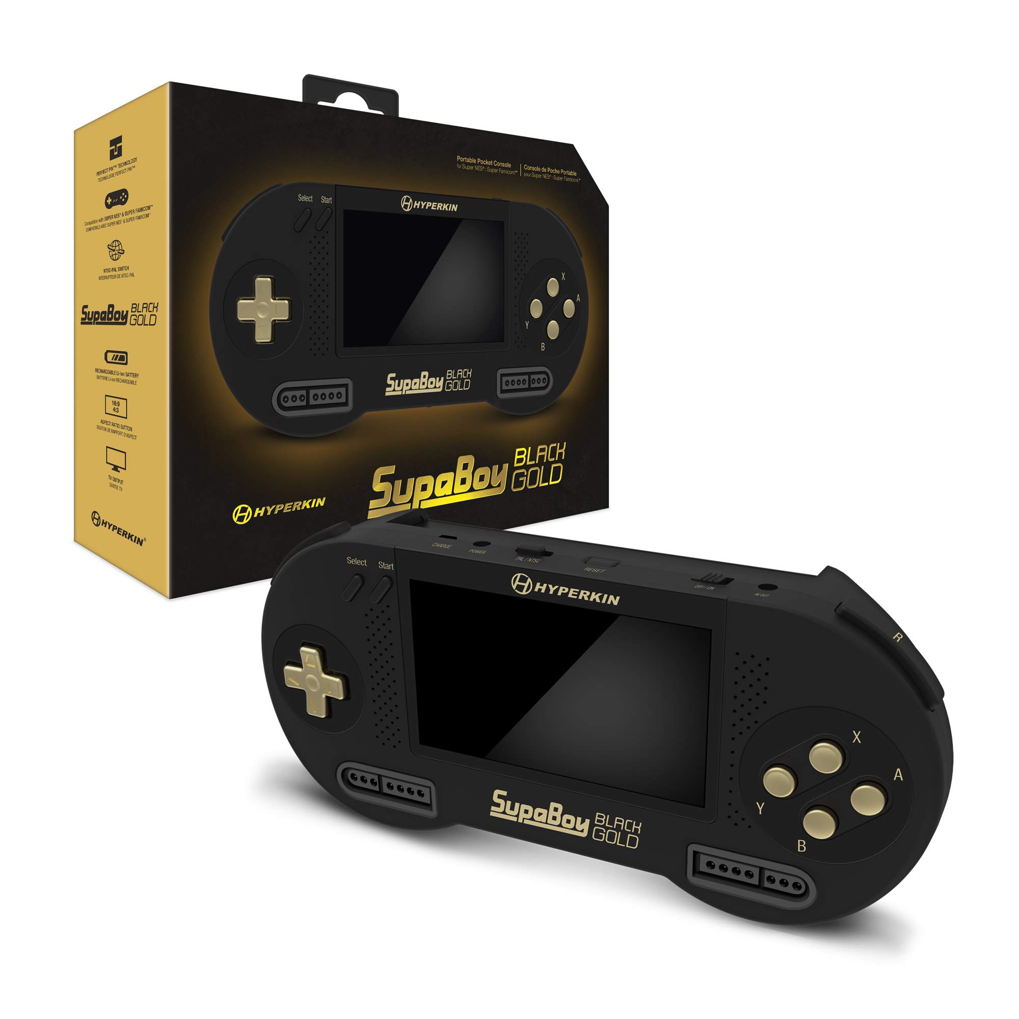 SupaBoy Portable Console for SNES / Super Famicom Black Gold (W8)